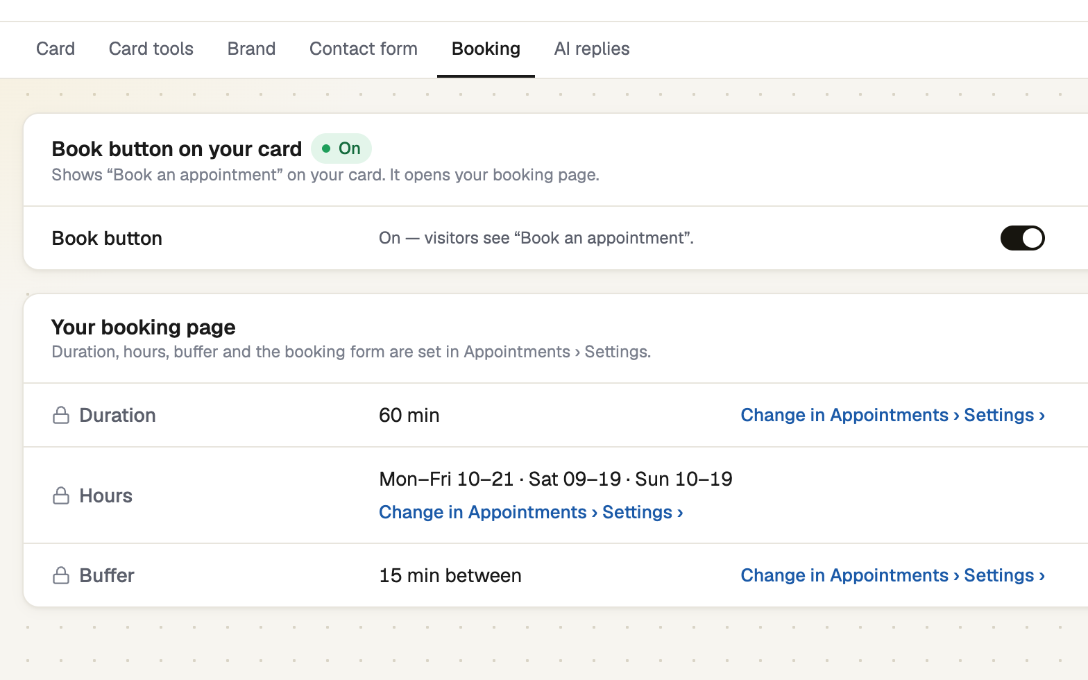 E-Card Booking tab with the Book button switch