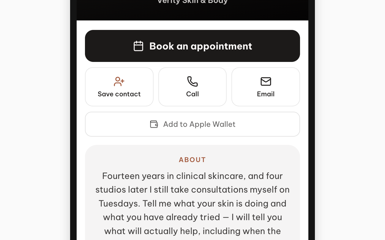 Public card on a phone with the Add to Apple Wallet button